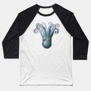 Shimmery Blue  Upside-Down Octopus Baseball T-Shirt